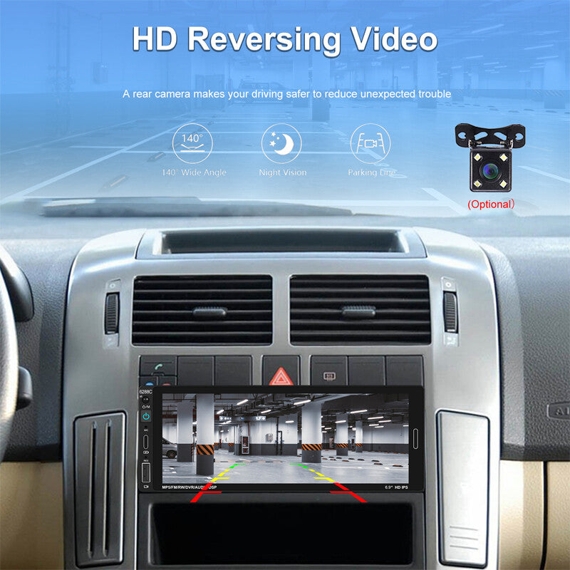 6.9-inch 1DIN Car Stereo Radio, Wireless CarPlay, Android Auto Bluetooth Video Player n