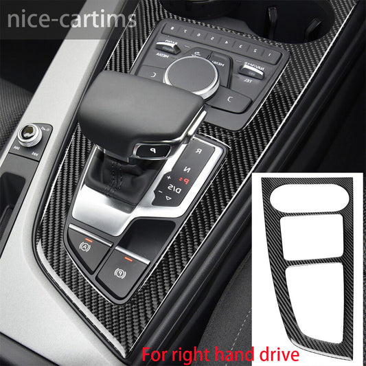 Kit for Audi A4 A4L B9 2017-19 RHD Gear Shift Cup Holder Panel Trim Carbon Fiber