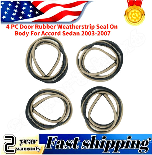 4-Piece Weatherstrip Door Rubber Body Seals for Honda Accord Sedan 2003-2007
