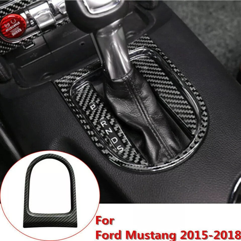 for Ford for Mustang 2015-2020 Carbon Fiber ABS Interior Gear Shift Panel Cover Trim