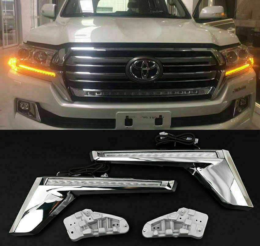 for Toyota for Land Cruiser LC200 16-21 LED Front Daytime Running Light Lamp DRL Set