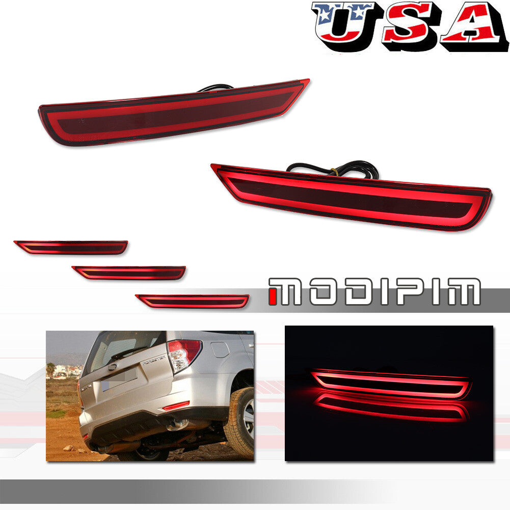 2pcs for for Subaru Forester 2008 - 18 Red LED Rear Bumper Reflector Signal Brake Light - v