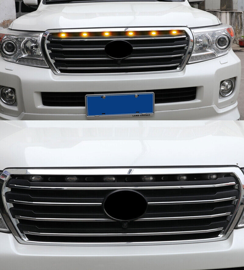 for Land Cruiser LC200/FJ200 2008-2015 Black Amber Lens Grille LED Light