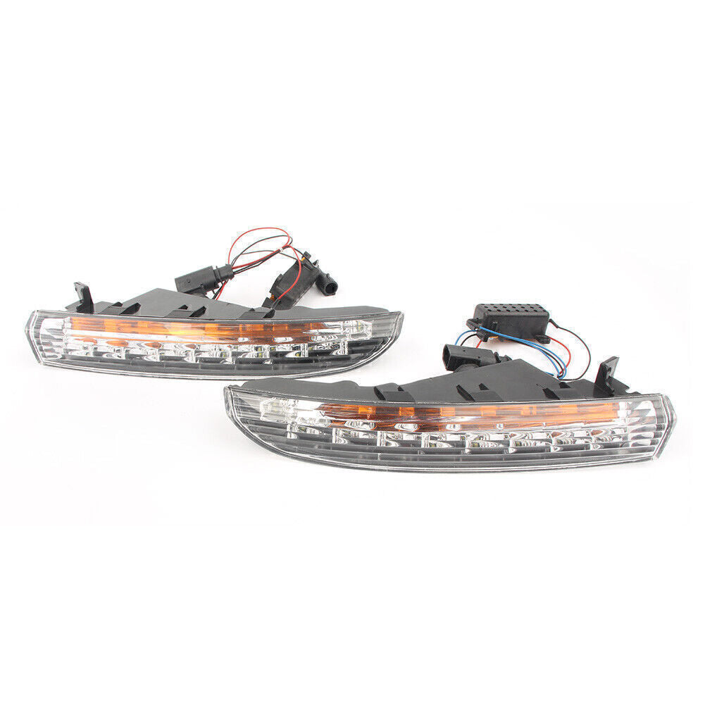 for VW for Passat CC 09-12 White/Amber Switchback LED Daytime Running Light Fog Lamp