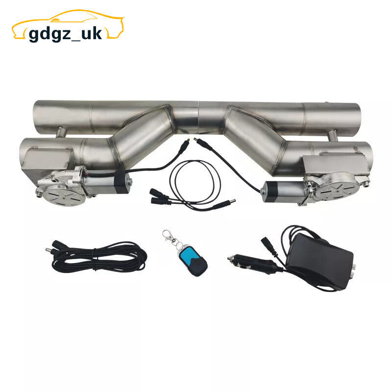 2 Double Electric Exhaust Control Valve Downpipe Kit Dual-flap wireless Remote
