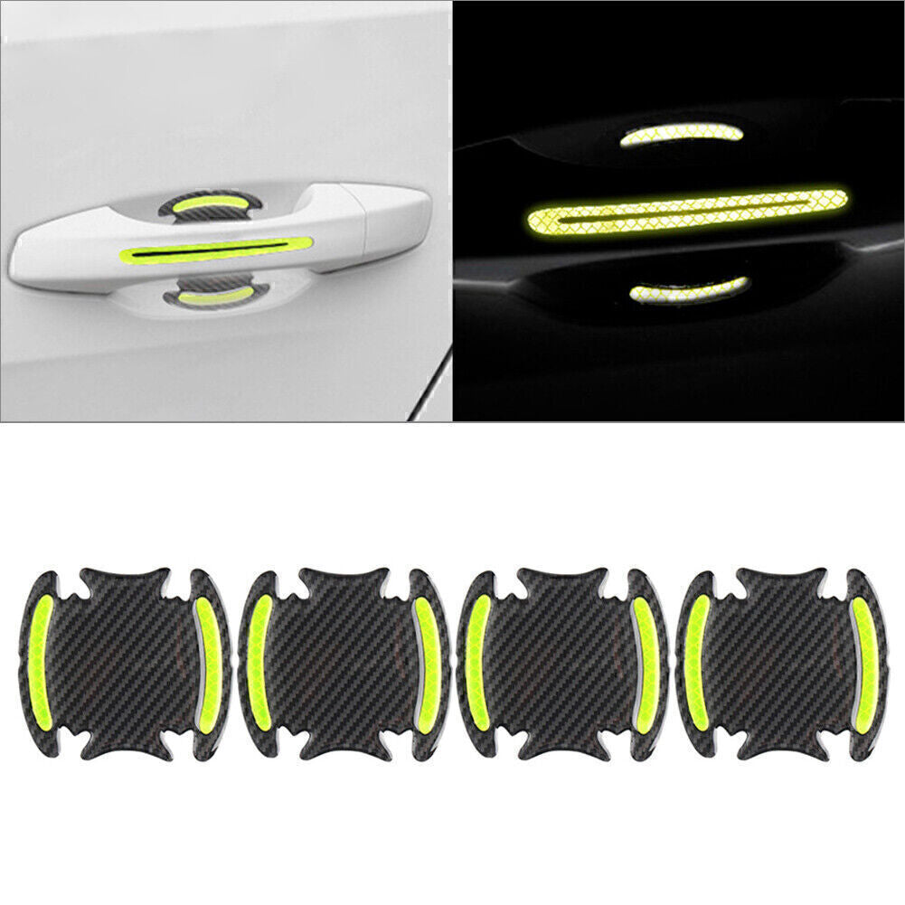 Car Door Handle Reflective Stickers Scratches Protection Carbon Fiber Yellow UK