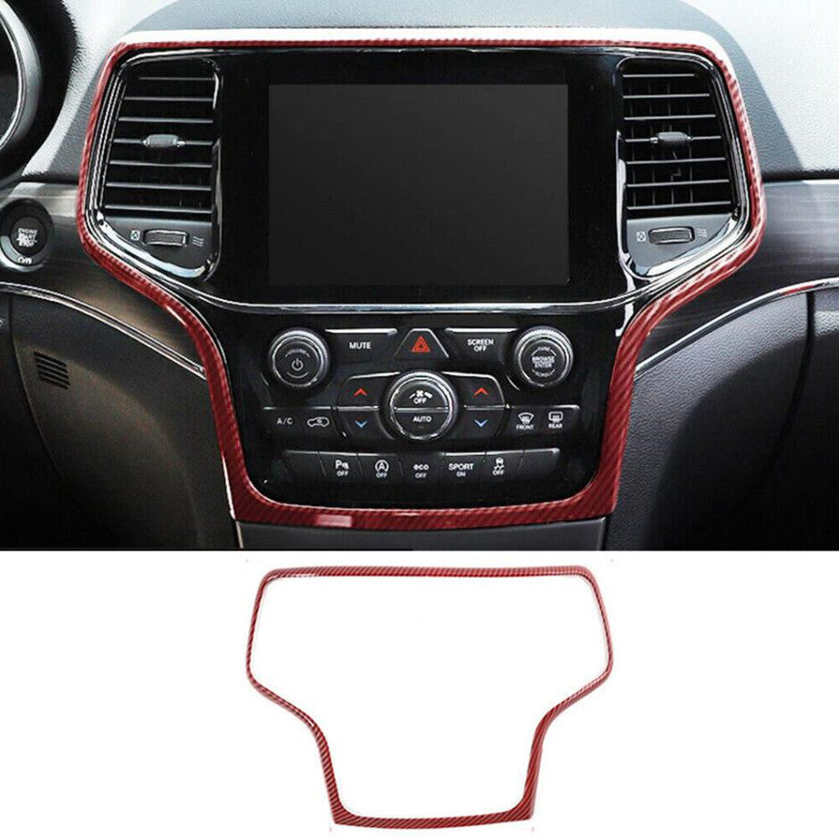 For 14-2020 for Jeep Grand Cherokee Red Carbon Fiber GPS Navigation Cover Trim Frame v