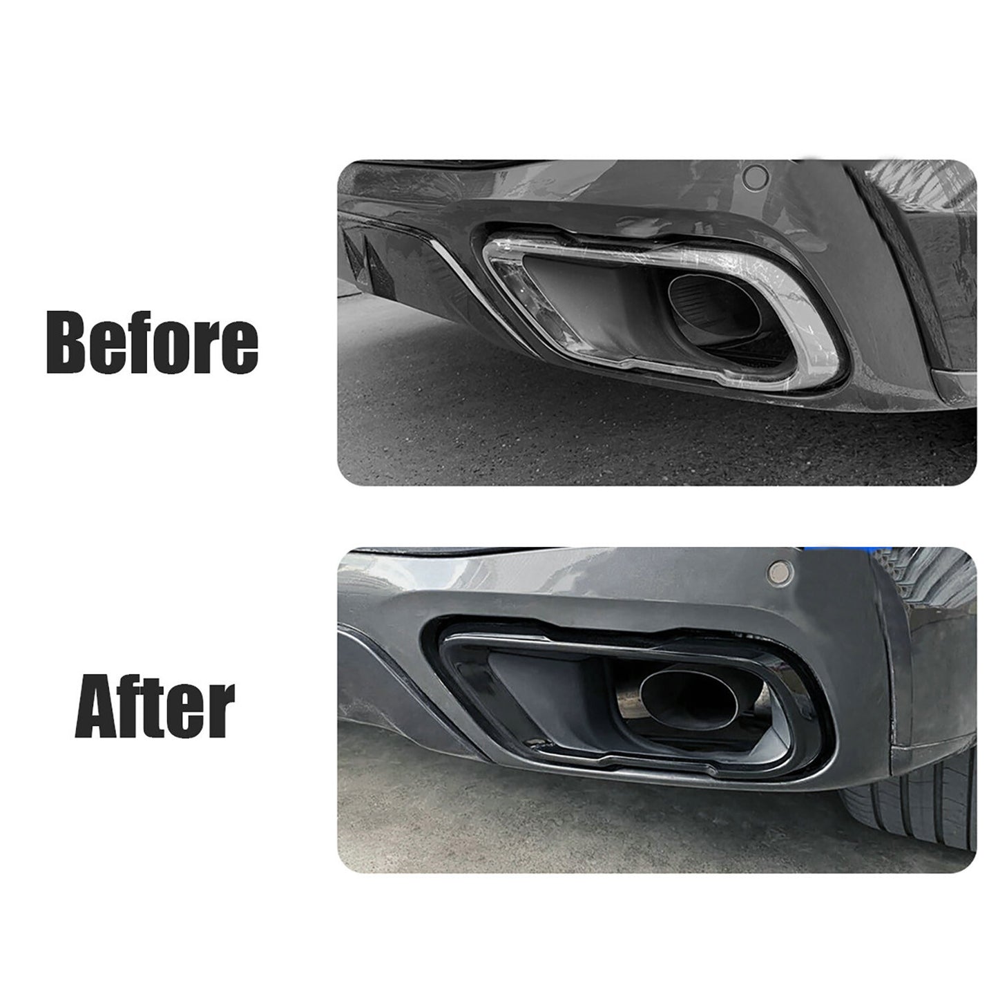 2 Stainless Exhaust Pipe Cover Trim for BMW X5 G05 X7 G07 2019-21 Black NEW