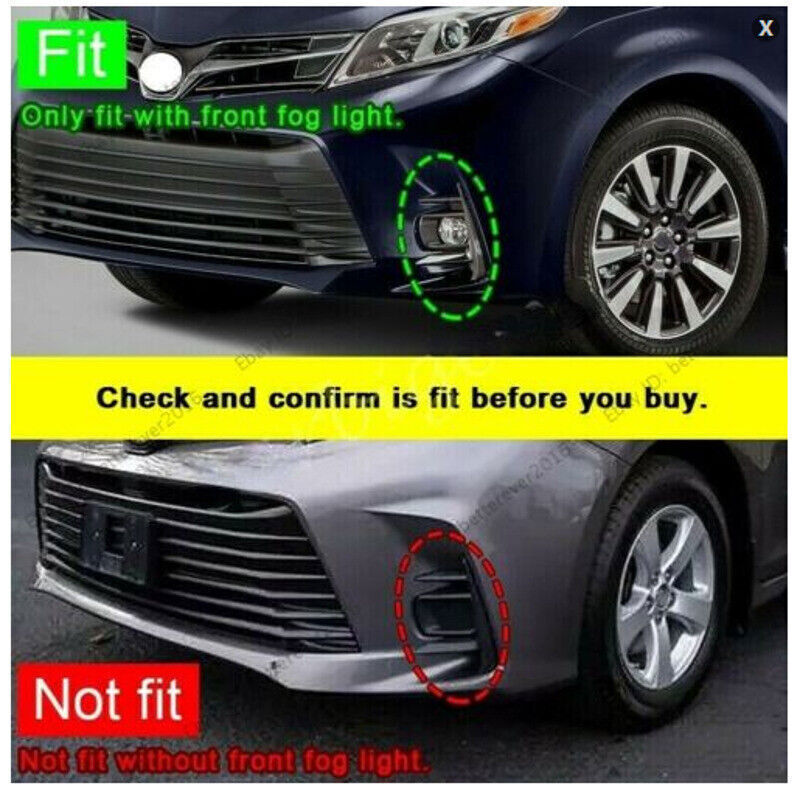 for Toyota for Sienna 2018-20 Chrome Front Fog Bumper Lamp Light Decor Cover Trim 2X