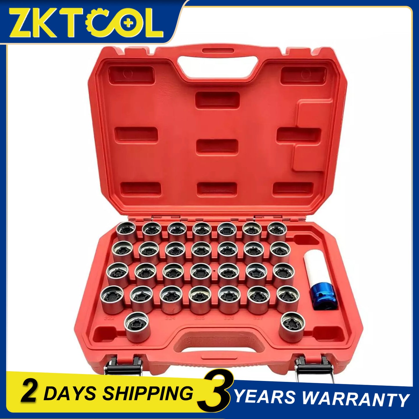 30PC Wheel Lock Lug Nut Anti-theft Screw Nut Removal Key Socket for Benz Silver