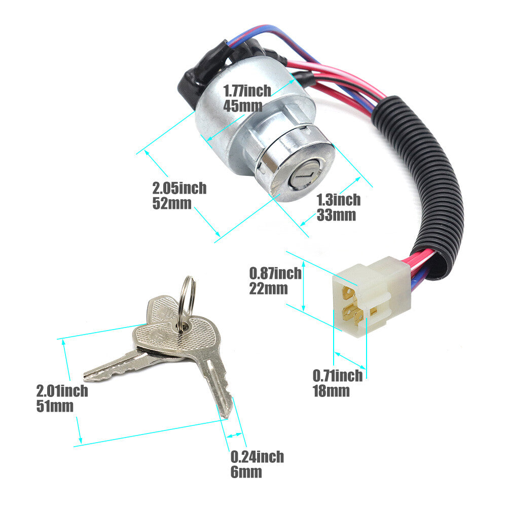 Ignition switch with ignition lock and 2 buttons suitable for MX5000 tractor TC020-31822- v
