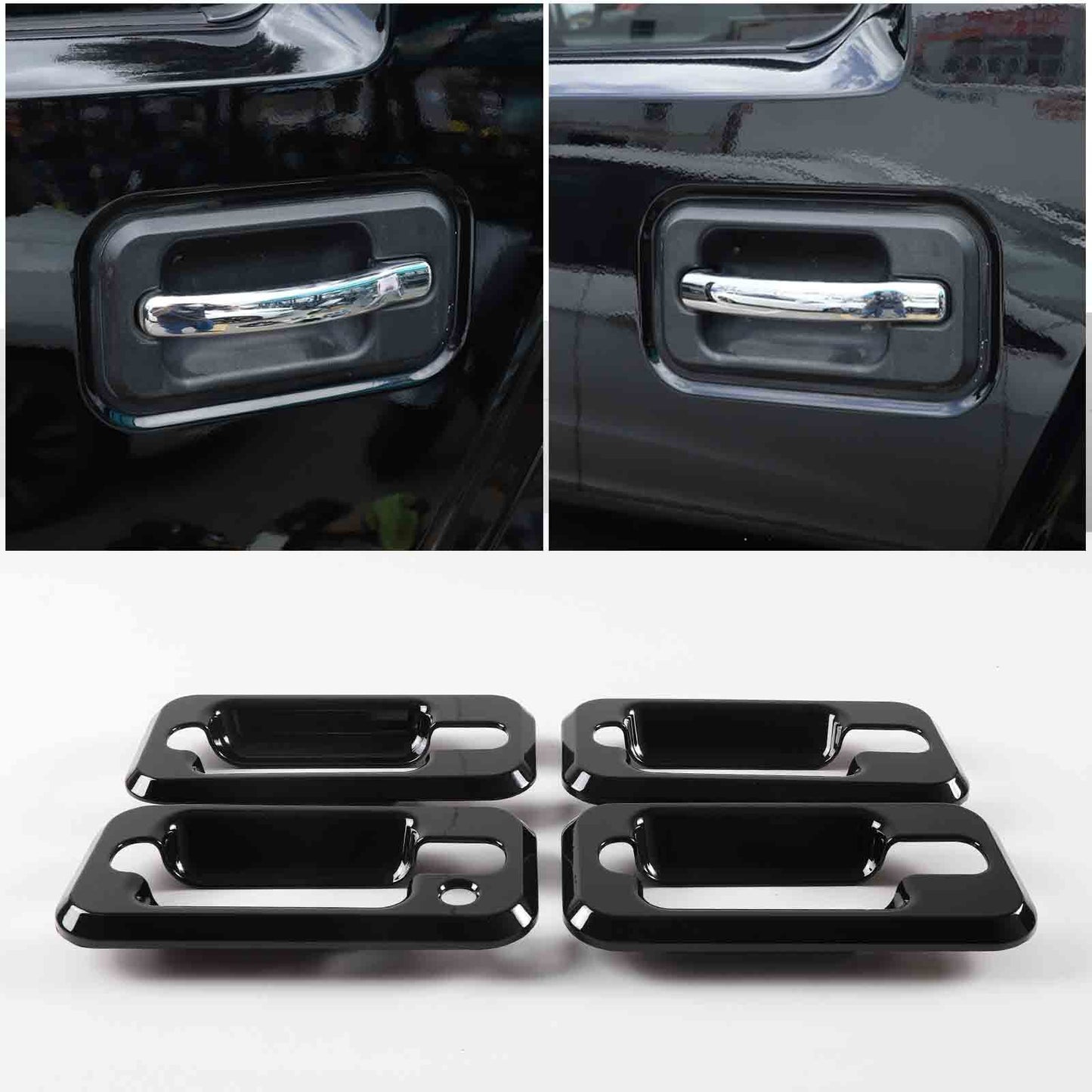 Sleek black exterior door handle cup lid trim for Hummer H2 2003-2009 4 pieces