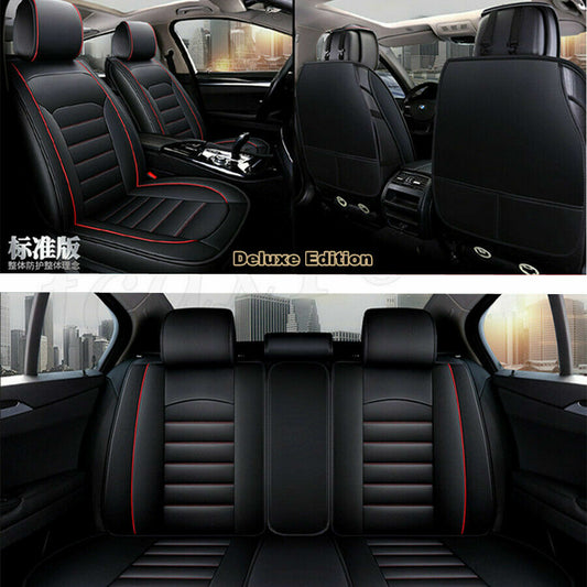 Universal Full Set PU Leather Cushion Pad Front+Rear for Seat Covers For 5-Seats Car Q