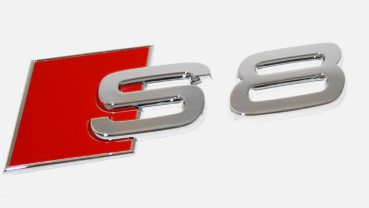Suitable for Audi S8 for A8 rear badge, trunk boot badge sticker, logo, nameplate, silver chrome plating