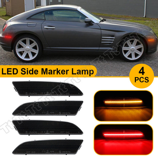 Smoked Lens LED Front and Rear Side Marker Lights for 2004 - 2008 for for CHRysler Crossfire - v