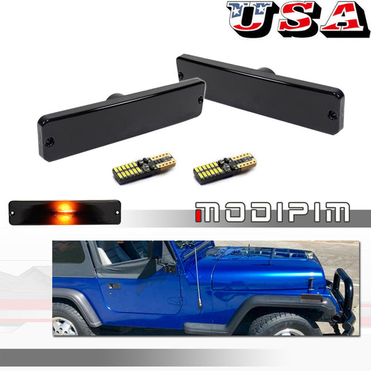 Suitable for 1987-1995 for Jeep Wranglers, LED smoke lights, amber front fender side marker lights (2 pieces)