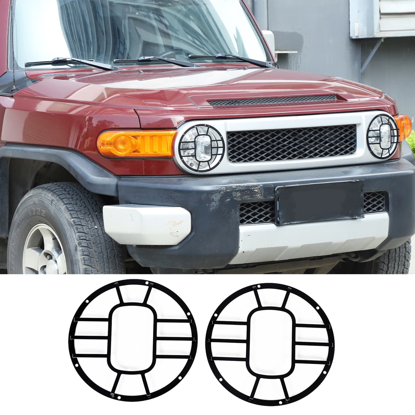 FJ Cruiser 2007-14 Steel Headlight Protector Grille Trim - n