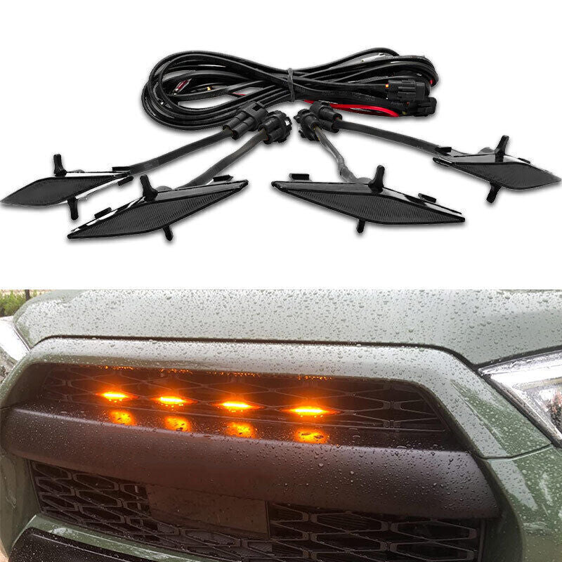 4X Smoke Lens LED Front Grille Running Lights For 2014-UP for Toyota 4Runner TRD Pro