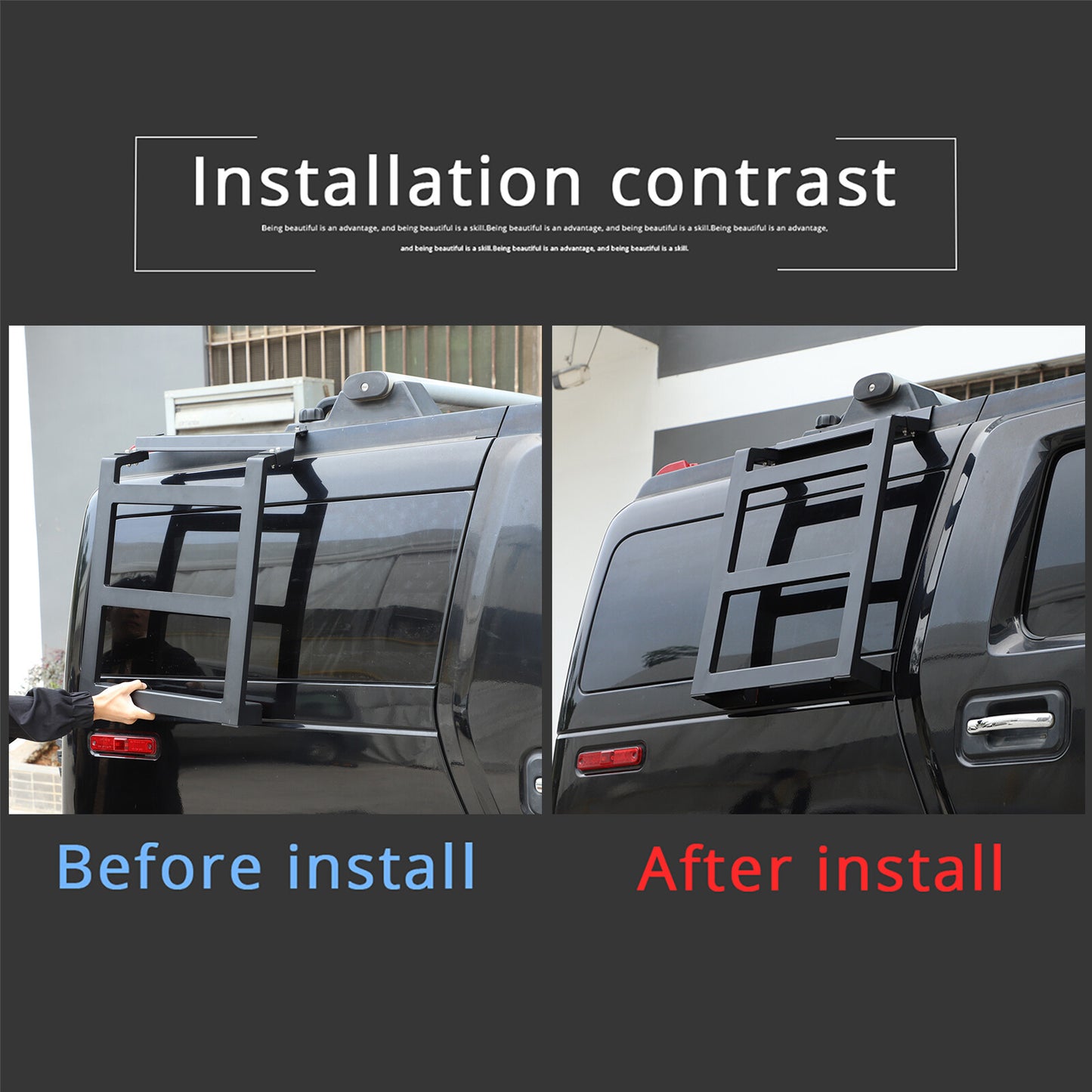 Extended climbing stairs on the right rear window are suitable for Hummer H2 2003-2009 .