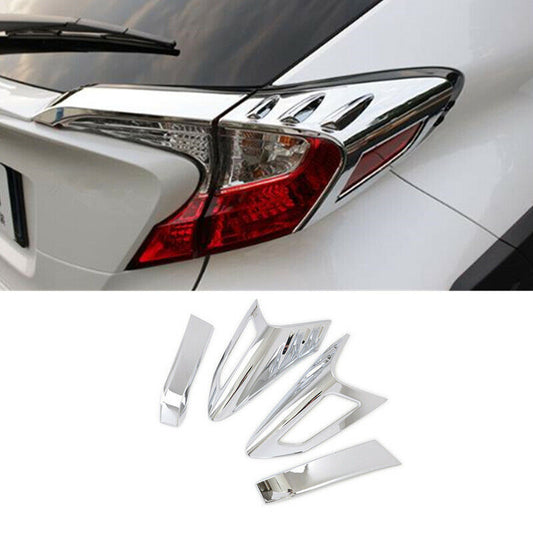 Chrome 4PCS Car Rear Tail Light Lamp Eyebrow Cover Trim For C-HR CHR 2016-2022