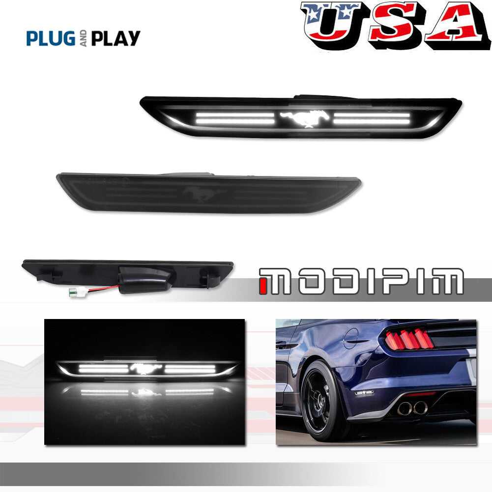 Suitable for 2015-2021 for Ford for Mustang rear fender side marker lights with smoked lens, white LED.