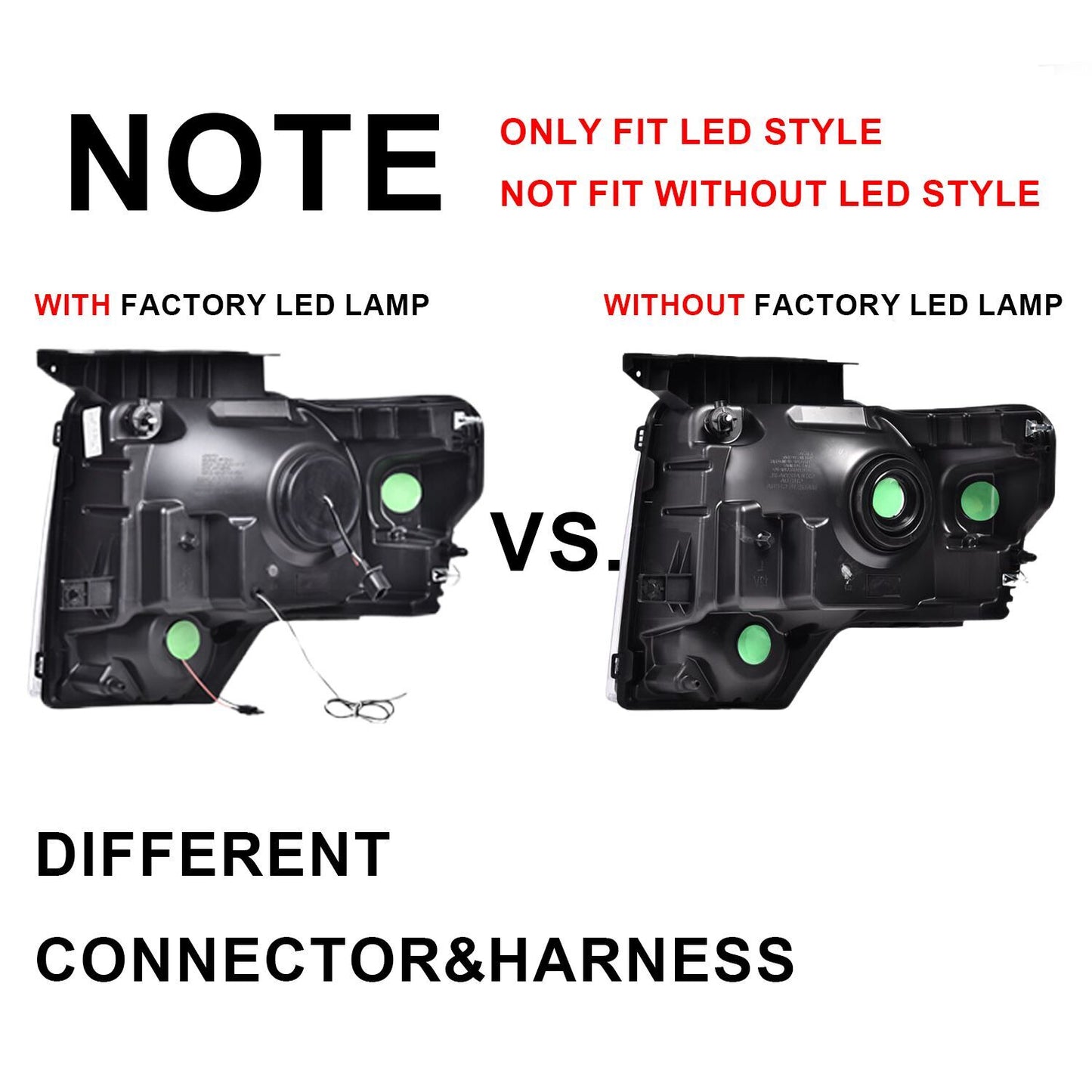 Suitable for 2009-2014 for Ford F150 Clear LED Headlights with Amber Reflectors