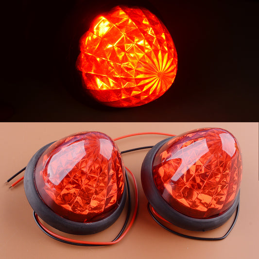 2pcs Red Round 16-LED Side Marker Beehive Cone Lights Truck Trailer v