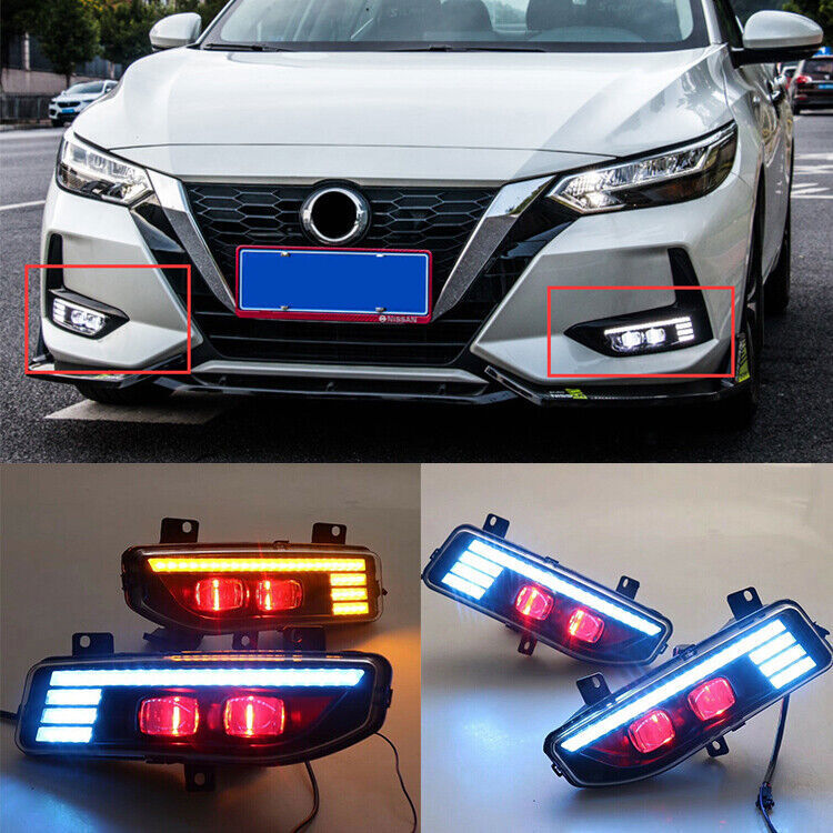 For Sentra 2020 LED DRL Fog Lamp Daytime Running Light w/ Dynamic Turn n
