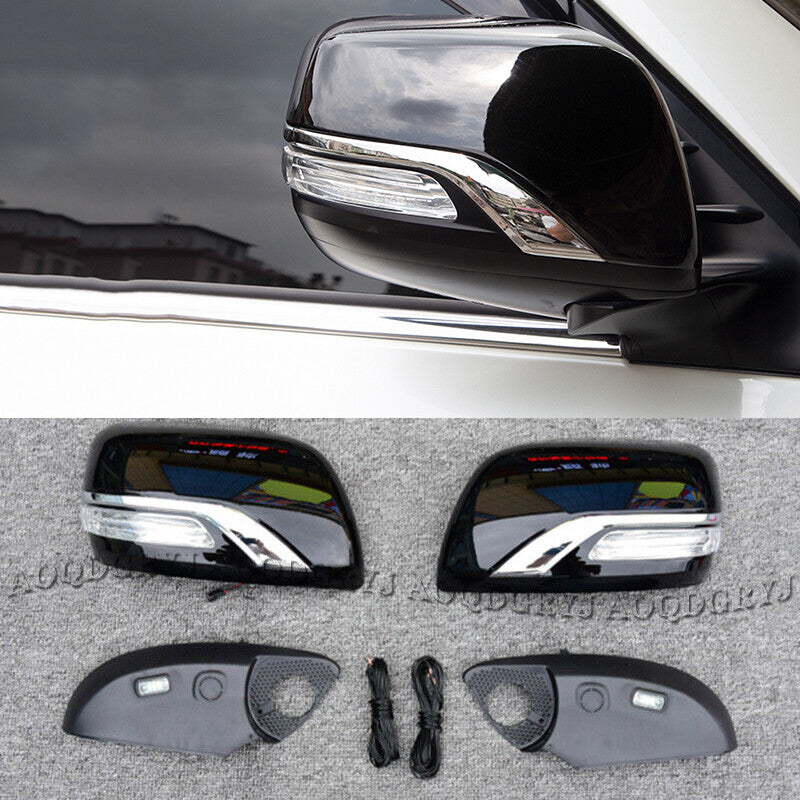 Glossy Black Rearview Mirror Cap Cover Replace for toyota for Land Cruiser 2016-2021