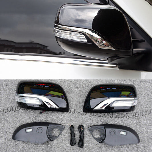 Glossy Black Rearview Mirror Cap Cover Replace for toyota for Land Cruiser 2016-2021