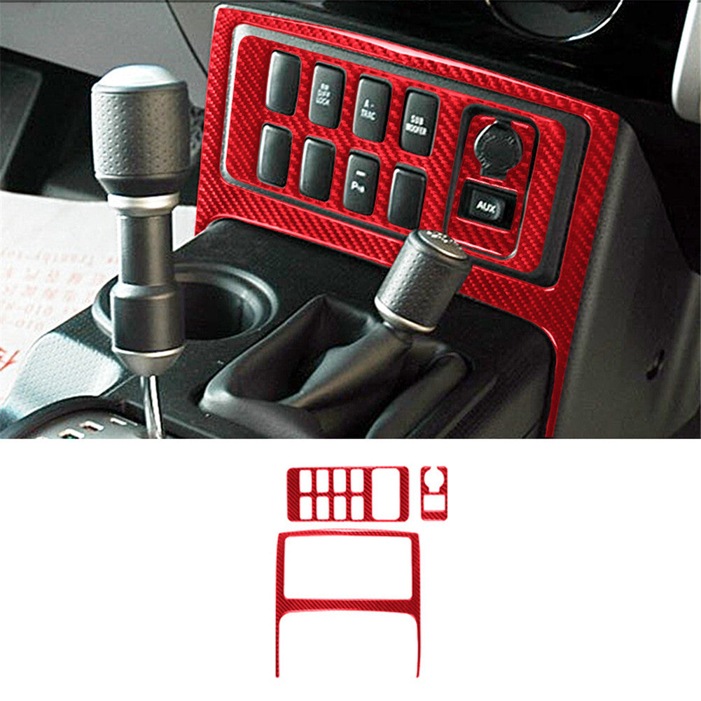 Red Carbon Fiber Front Window Control Cover Trim for Subaru Forester 2009-2013 v