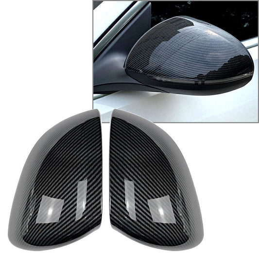 Pair Carbon Fiber Rear View Mirror Cover Trim for Mercedes-Benz C-Class W206 BLK