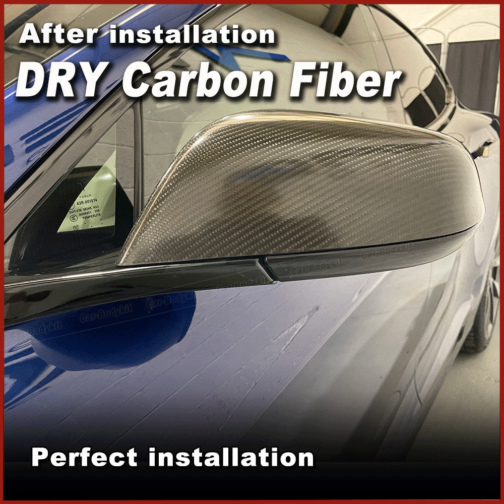 for Tesla for Model S Plaid 2021+ Dry Carbon Fiber Side Wing Mirror Cover Cap Add-On