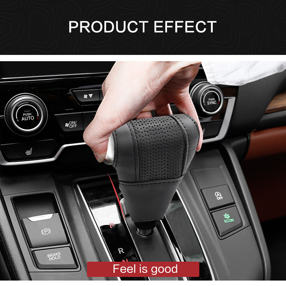 Black Gear Shift Knob Lever Cover Universal Car Non slip PU Leather Protector Q