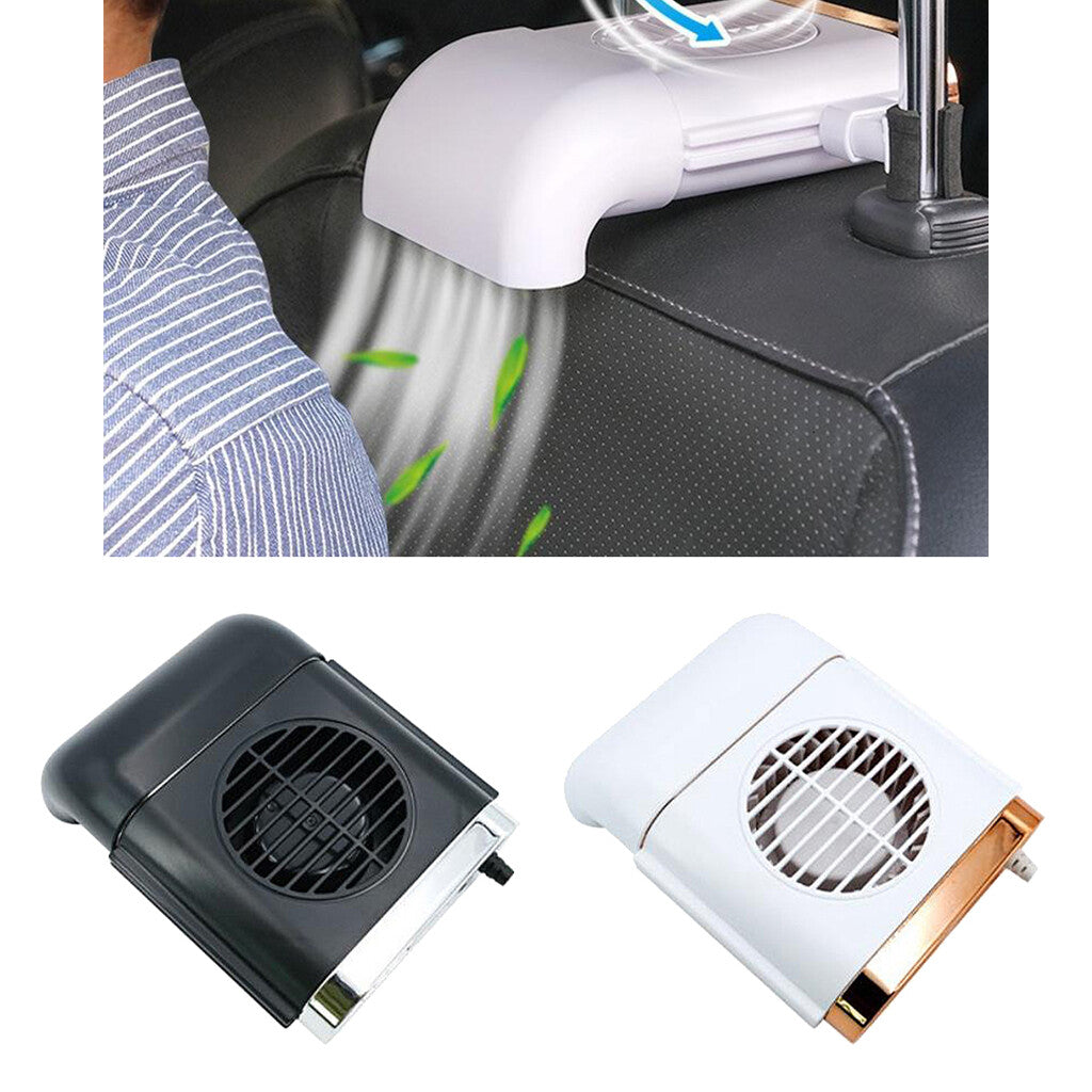 White Auto SUV Cab for Seat Back Air Cooling Fan for Mini USB Portable Headrest Cooler Q