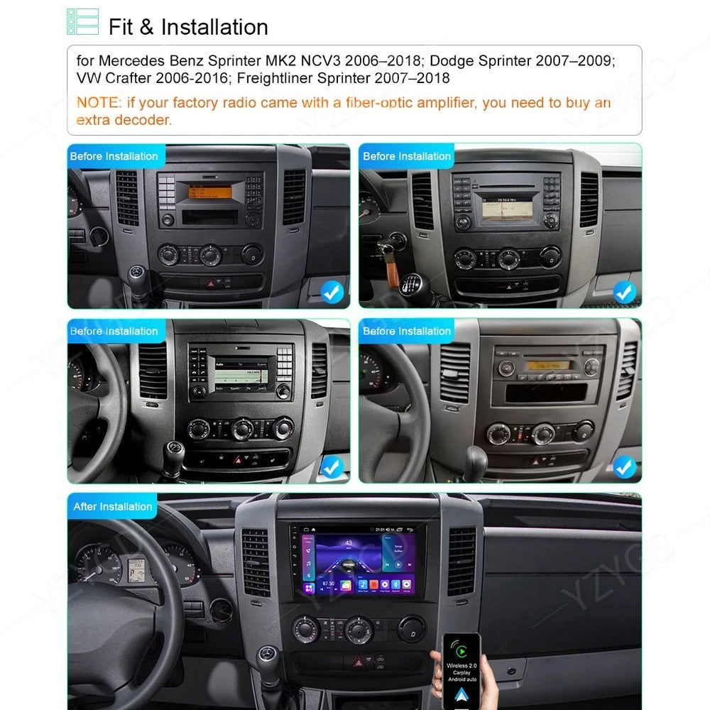 for VW Crafter for Mercedes for Benz Sprinter CarPlay Car Stereo Radio Android GPS
