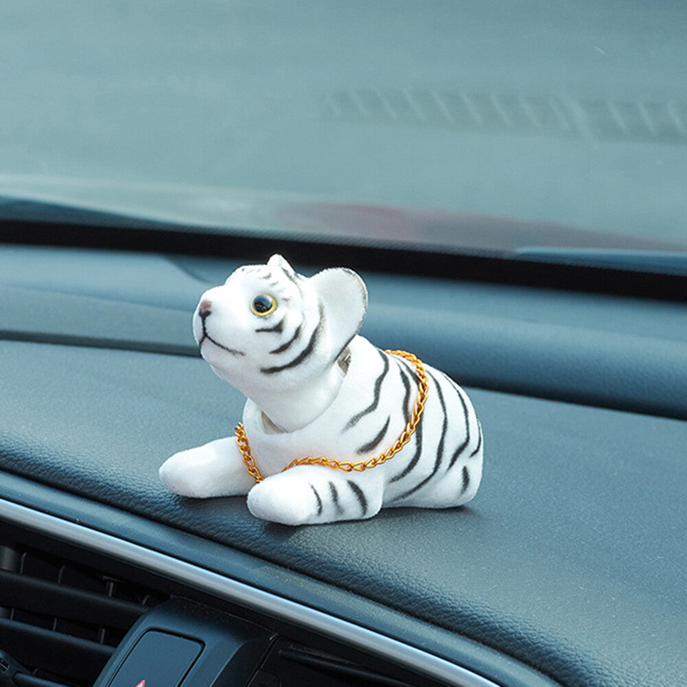 Nodding Lucky Tiger Figurine Ornaments Bobble Head Toys For Car Dashboard Decor