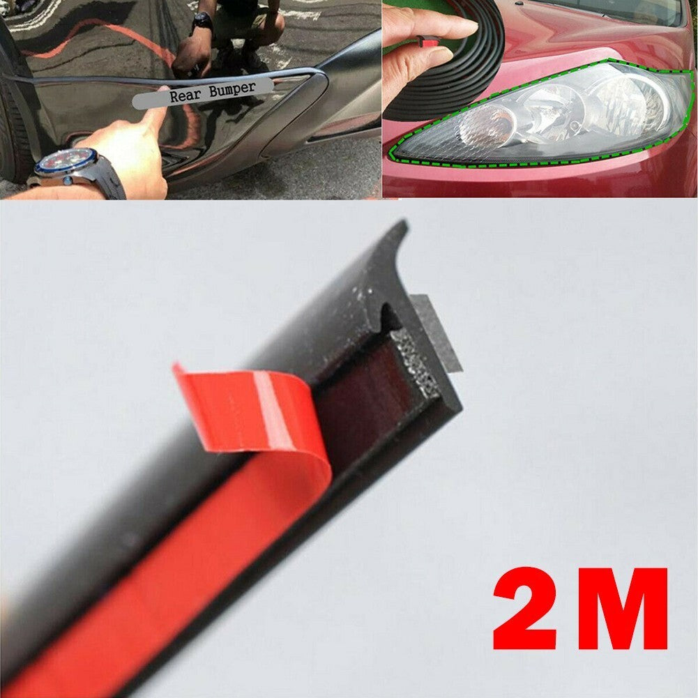 2m Seal Strip Trim Fit For Car Front Rear Bumper Side Skirt Weatherstrip Rubber v