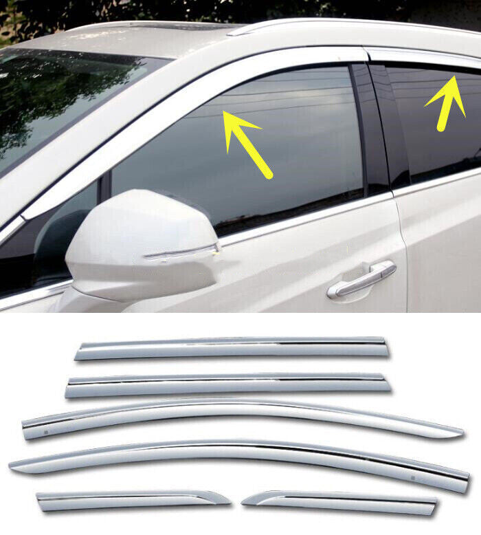 for Cadillac 2010-2016 SRX Chrome Car Window Visor Vent Shades Sun Rain Guard 6P