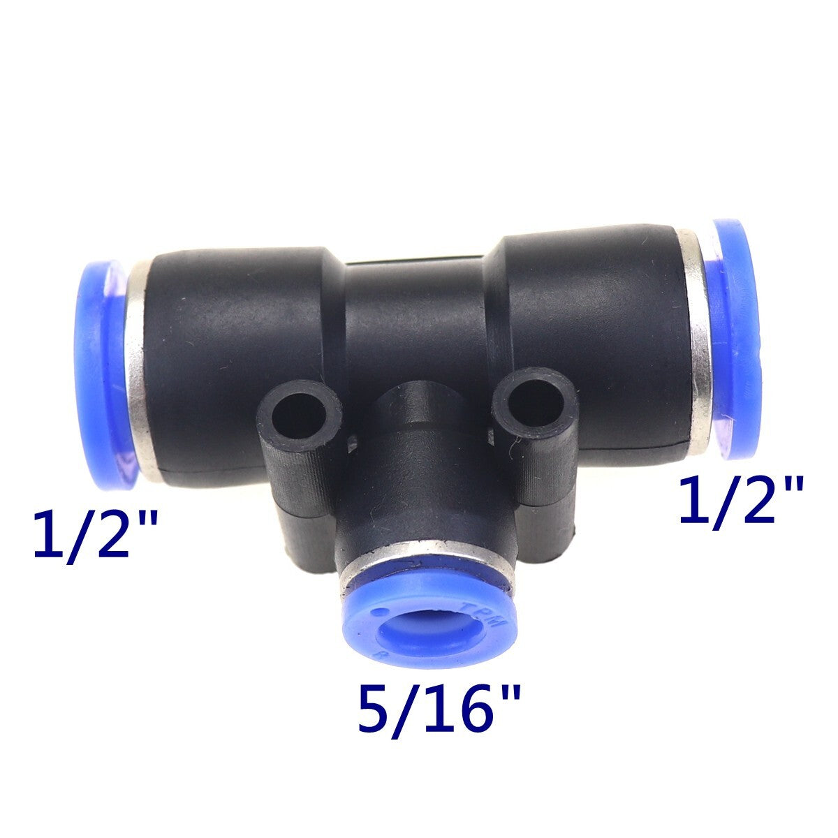 6-piece pneumatic reduction T-shirt with push-in accessory tube OD 1/2 to OD 5/16 One Touch