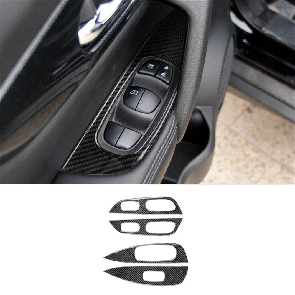 Red Carbon Fiber Headlight Eyebrows Panel Trim Cover For Rogue 2014-2016 v