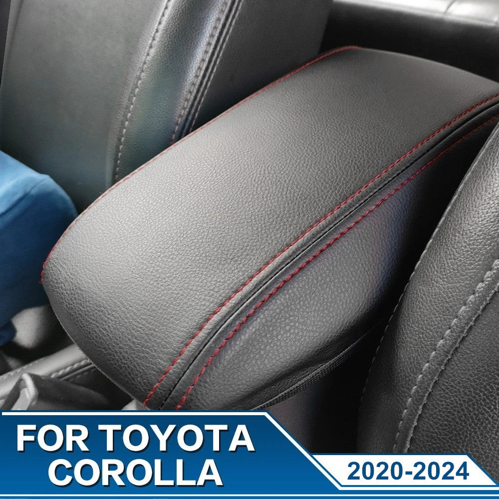 Red stitched leather available for 2020-2024 for Corolla center console armrest cover. n