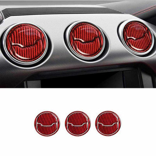 for Ford for Mustang for Shelby 15-2022 Red Carbon Fiber Middle Console Air Outlet Vent