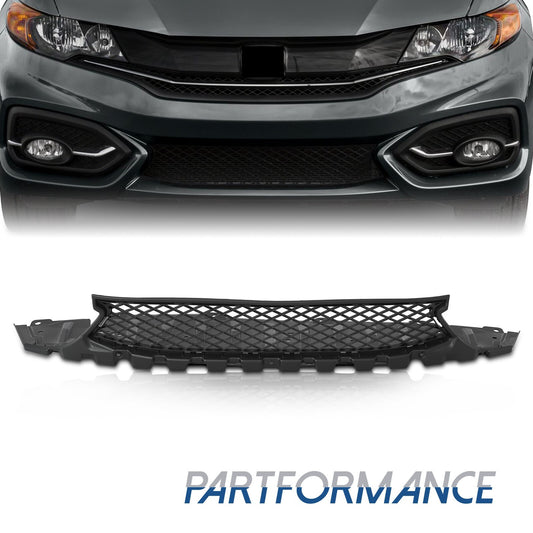 Front Bumper Center Lower Grille for 2014 - 2015 for Honda for Civic Coupe Textured Black - v