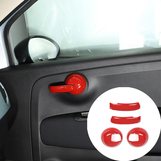 Red inner door handle cup lid decoration suitable for Fiat 500 2010-2023 4 pieces - n