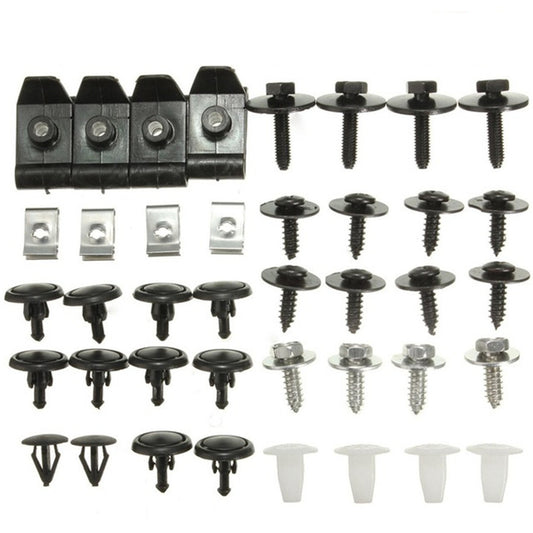 40pcs Car Accessories Engine Undertray Clip Bolt Screws Guard Cover Kit Black Q