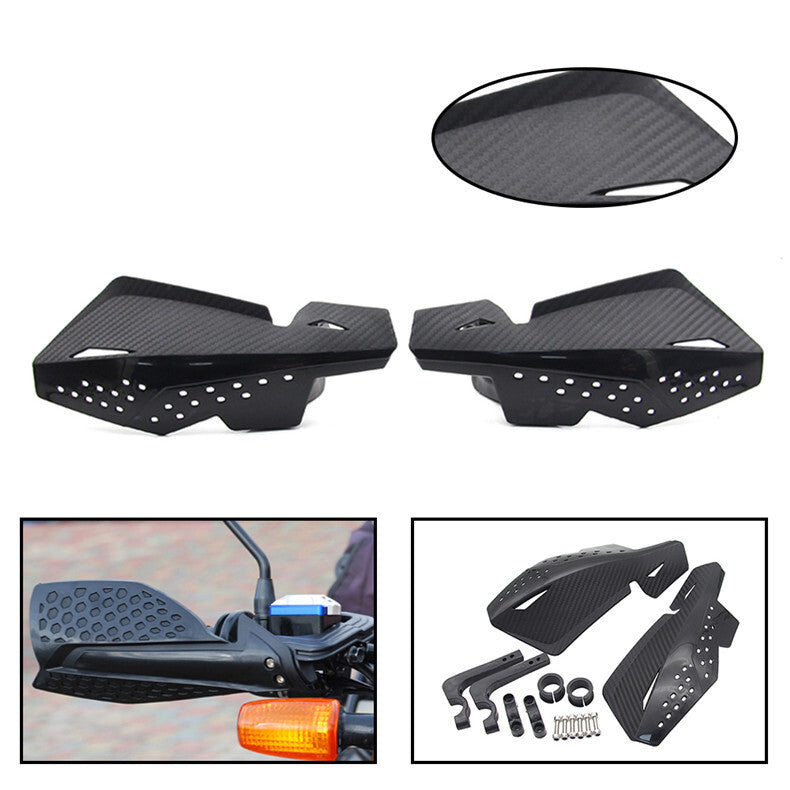 1 Pair Motorcycle Handlebar Handguard Shield Protector Carbon Fiber Look Black Q