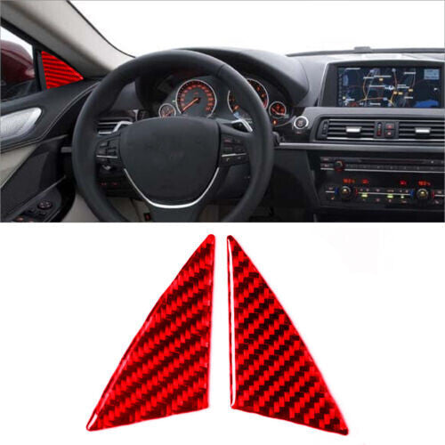 Red Carbon Fiber Front Door Pillar Cover Trim for BMW 6 Series F12 F13 2011-2018