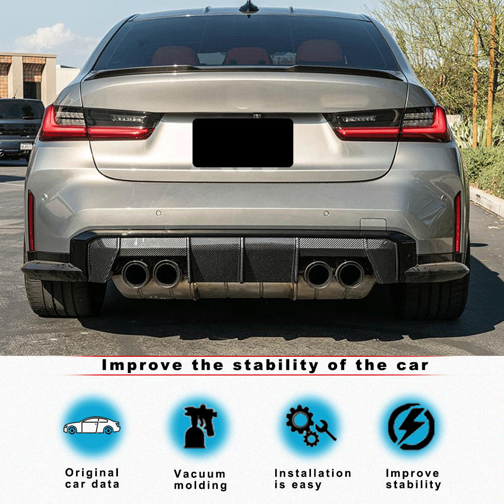 for BMW G80 M3 Sedan 2021-23 REAL CARBON FIBER Rear Bumper Diffuser Lip Spoiler