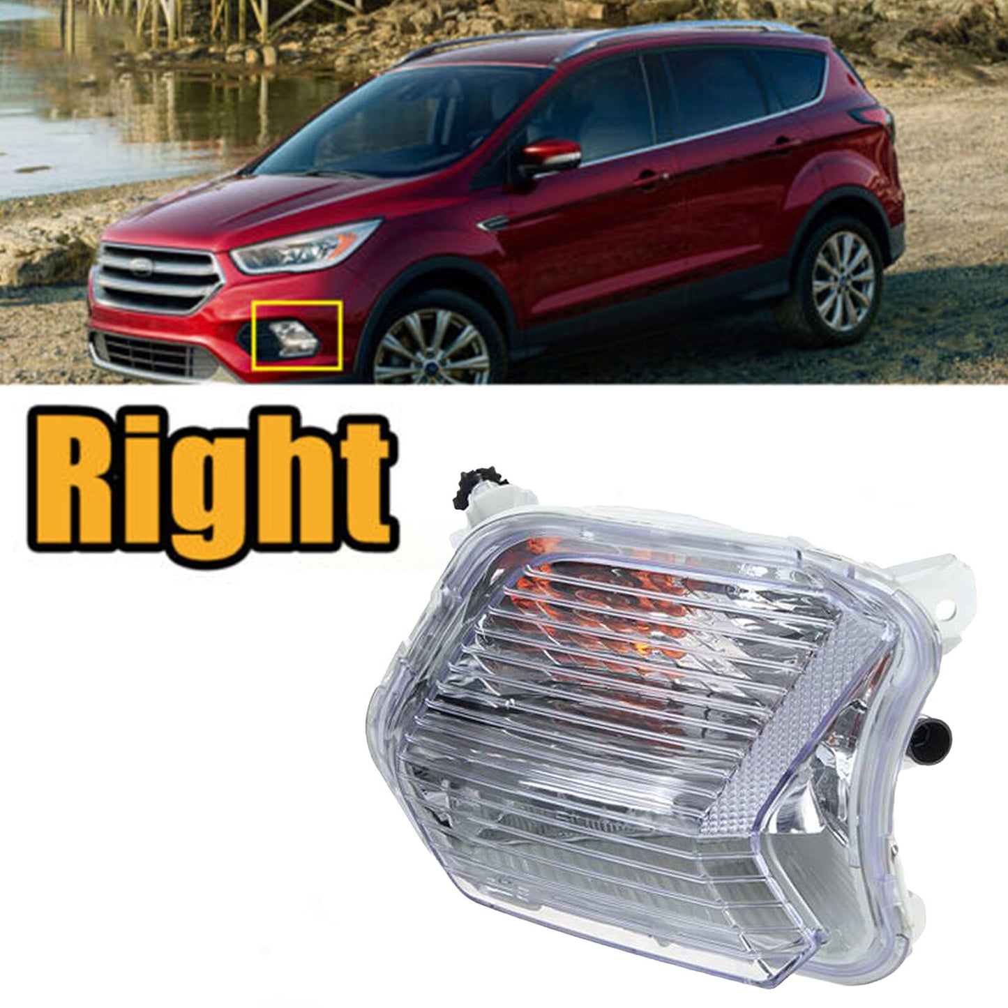 for Ford Escape Kuga 17-19, right front fog light, turn signal light with bulb AT
